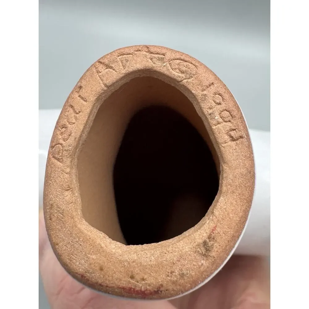 Native American Navajo Pottery Bear Figurine Spirt Aztec Design Vintage 1994